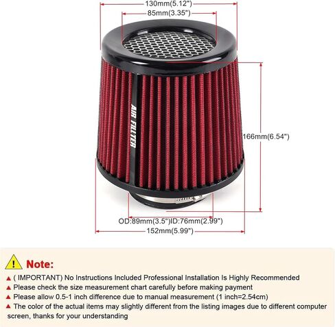 muge racing Universal 3 Inch 76mm Air Intake Filter Replacement Cone Air Filters Quality Dry Air Filter in Saudi Arabia