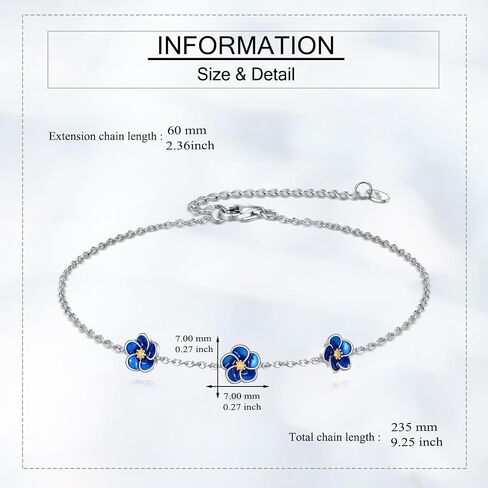 URONE Poppy Bracelet 925 Sterling Silver Red Poppy Flower Bracelet Jewelry Gift for Women in Saudi Arabia