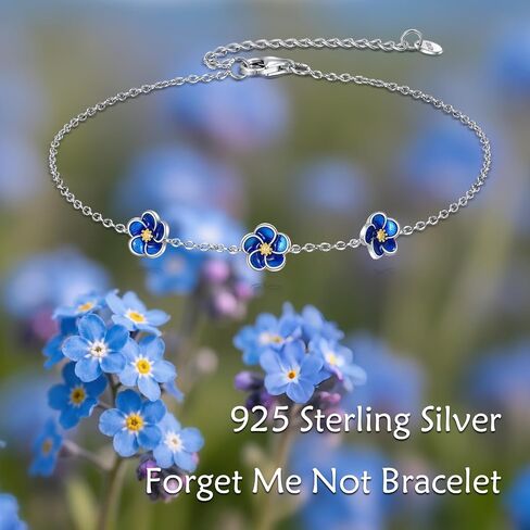 URONE Poppy Bracelet 925 Sterling Silver Red Poppy Flower Bracelet Jewelry Gift for Women in Saudi Arabia