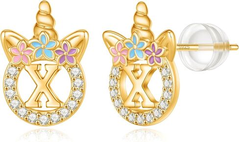 Earrings for Girls - Sterling Silver Girls Earrings Kids Earrings Hypoallergenic Earrings for Girls 8 9 10 11 12 Toddler Little Girls Unicorn Gifts for Girls Trendy Stuff | Gift for Teen Girls Jewelry in Kuwait