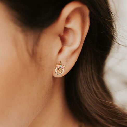 Earrings for Girls - Sterling Silver Girls Earrings Kids Earrings Hypoallergenic Earrings for Girls 8 9 10 11 12 Toddler Little Girls Unicorn Gifts for Girls Trendy Stuff | Gift for Teen Girls Jewelry in Kuwait