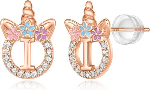 Earrings for Girls - Sterling Silver Girls Earrings Kids Earrings Hypoallergenic Earrings for Girls 8 9 10 11 12 Toddler Little Girls Unicorn Gifts for Girls Trendy Stuff | Gift for Teen Girls Jewelry in Kuwait