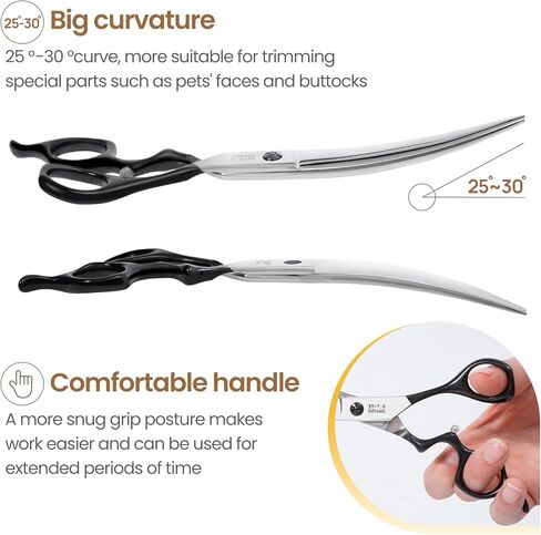 Dog Grooming Scissors,Curved Chunkers Dog Grooming with Safety Round Tips, Sharp and Comfortable 4 in 1 Dog Scissors for Grooming in Kuwait