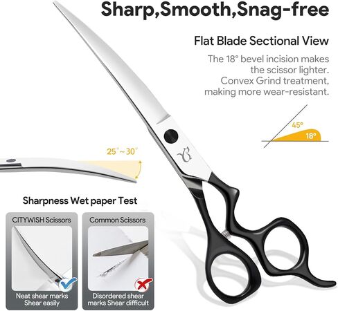 Dog Grooming Scissors,Curved Chunkers Dog Grooming with Safety Round Tips, Sharp and Comfortable 4 in 1 Dog Scissors for Grooming in Kuwait