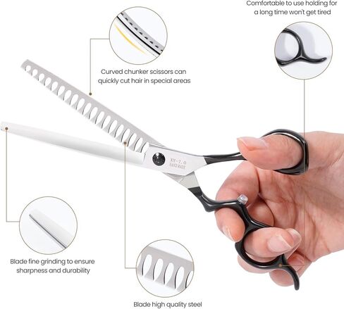 Dog Grooming Scissors,Curved Chunkers Dog Grooming with Safety Round Tips, Sharp and Comfortable 4 in 1 Dog Scissors for Grooming in Kuwait