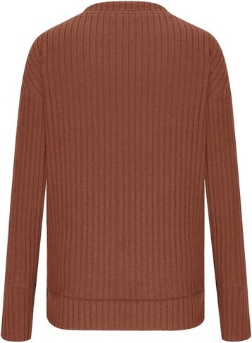 Women's Fall V Neck Sweater 2024 Long Sleeve Ribbed Knit Casual Tunic Pullover Top Lightweight Trendy Tunic Tops in Saudi Arabia