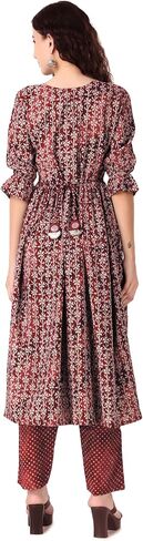 ladyline Womens Rayon Printed Handwork Kurta with Pants | 2-Pcs Co-Ord Set | Anarkali Boho Tunic Salwar Kameez in Saudi Arabia