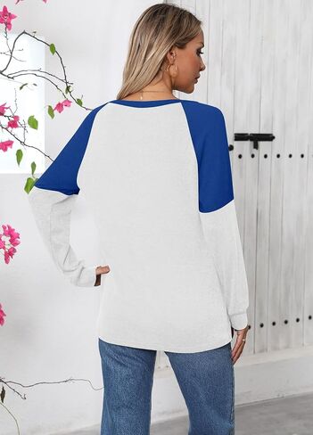YEXIPO Womens Long Sleeve Shirts Casual Loose Fit Crew Neck Color Block Fall Fashion 2024 Tunic Tops in Kuwait