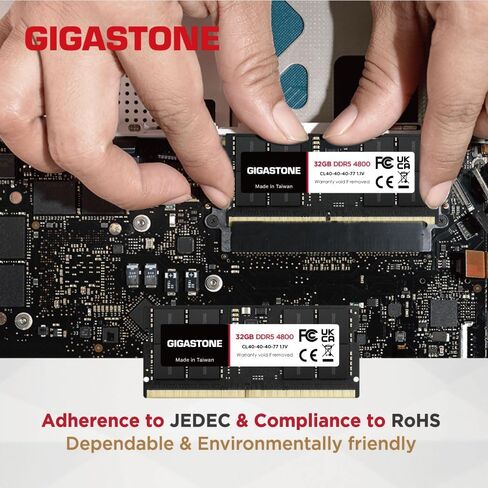 【ذاكرة الوصول العشوائي DDR5】 مجموعة GIGASTONE 64 جيجابايت (2 × 32 جيجابايت) DDR5 4800 ميجا هرتز PC5-38400 CL 40-40-40-77 1.1 فولت SODIMM 262 Pin غير مخزنة وغير ECC ترقية ذاكرة الكمبيوتر المحمول عالية الأداء in Kuwait