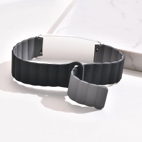 Personalized Medical ID Bracelet for Men & Women - Custom Engraved Silicone Strap Comfortable ID Identification Alert Medical Bracelets for Sports Adjustable Waterproof Silicone Wristband for Diabetic in Kuwait