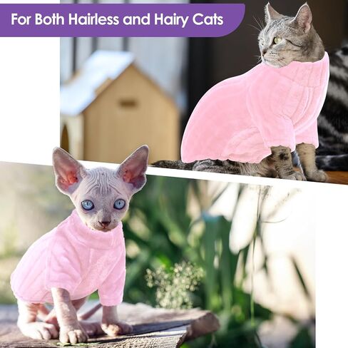 SUNFURA Sweaters for Cats, Hairless Sphynx Cat Sweater Kitten Pullover with Sleeves, Warm and Soft Cat Pajamas Fleece Cat Sweatshirt Jumpsuit, Turtleneck Cat Clothes for Fall Winter, Gray S in Saudi Arabia