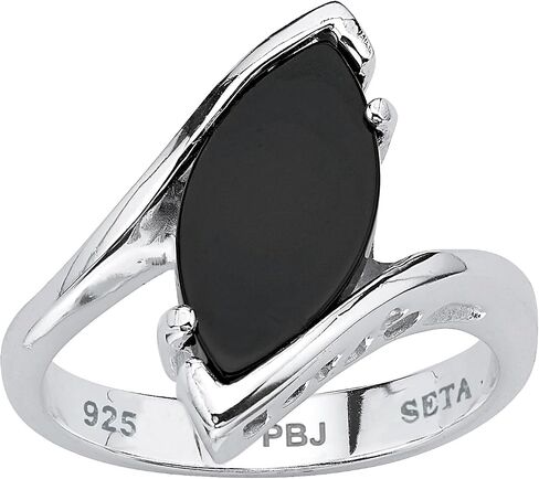 Sterling Silver Marquise Shaped Natural Black Onyx Ring in Saudi Arabia