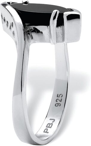 Sterling Silver Marquise Shaped Natural Black Onyx Ring in Saudi Arabia