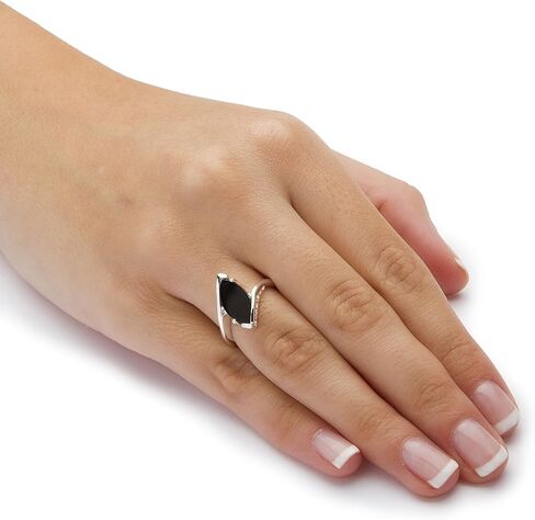 Sterling Silver Marquise Shaped Natural Black Onyx Ring in Saudi Arabia
