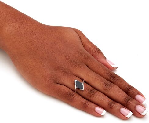 Sterling Silver Marquise Shaped Natural Black Onyx Ring in Saudi Arabia