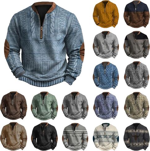 Whitecloths Life Clothing الرجال، بلوزات للرجال جرافيك عتيق متماسكة بسحاب علوي كاجوال ملابس بيضاء قميص الحياة in Kuwait