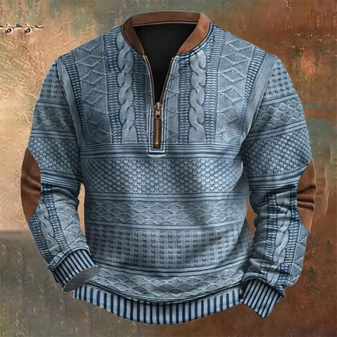 Whitecloths Life Clothing الرجال، بلوزات للرجال جرافيك عتيق متماسكة بسحاب علوي كاجوال ملابس بيضاء قميص الحياة in Kuwait