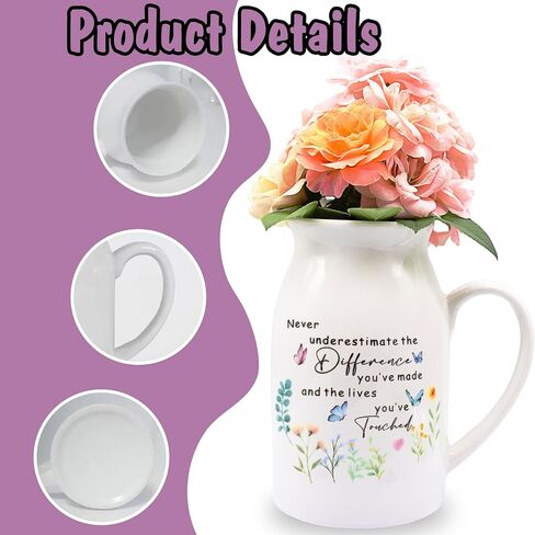 Thank You Gifts for Women, Leaving Gift for Colleagues, Coworkers Friends, Retirement Gift for Woman Teachers 5" Flower Vase for Flower in Saudi Arabia