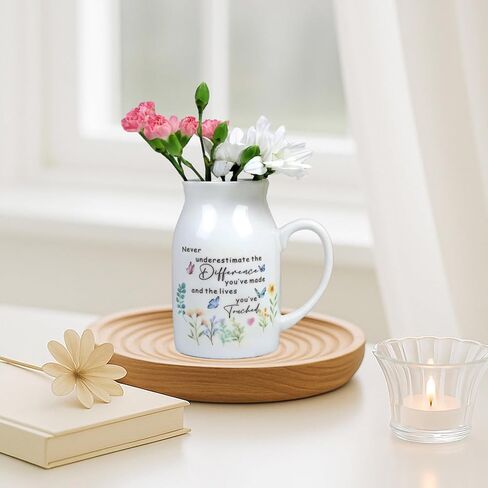 Thank You Gifts for Women, Leaving Gift for Colleagues, Coworkers Friends, Retirement Gift for Woman Teachers 5" Flower Vase for Flower in Saudi Arabia