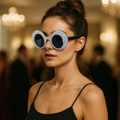 نظارة شمسية كبيرة الحجم بأحجار الراين من ICARA للنساء، نظارات شمسية دائرية ماسية للنساء في الهواء الطلق in Kuwait