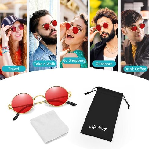 نظارات شمسية مستقطبة من Morcheiong Hippie نظارات دائرية كلاسيكية للنساء والرجال نظارات شمسية دائرية عتيقة UV400 in Saudi Arabia