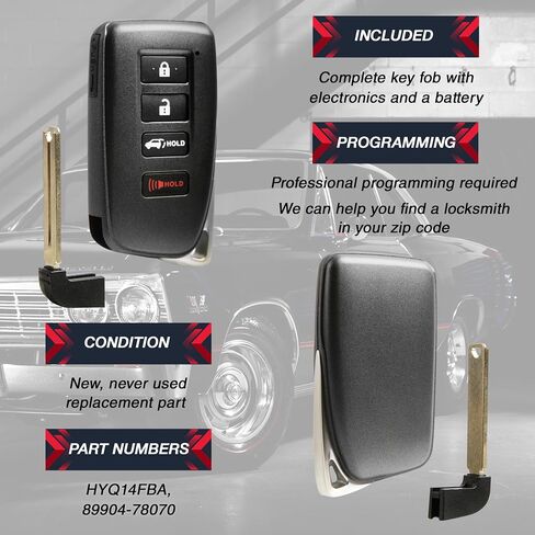 USARemote Key Fob استبدال مفتاح الدخول بدون مفتاح لـ 2015 2016 2017 2018 2019 2020 Lexus LX570 NX200T NX300 NX300H 4-Button Proximity Smart Key (HYQ14FBA، AG Board، 89904-78070) in Saudi Arabia