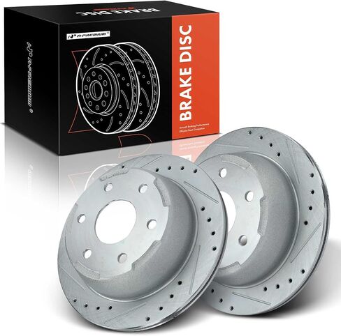A-Premium 12.80 inch (325mm) Rear Drilled and Slotted Disc Brake Rotors Compatible with Select Chevy and GMC Models - Silverado, Tahoe, Suburban, Astro, Sierra 1500 2500, Safari, Yukon, 2-PC Set in Saudi Arabia