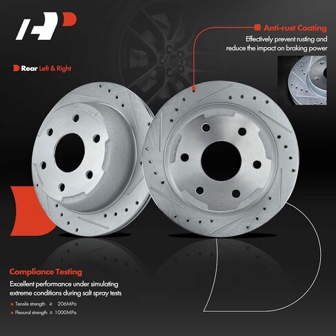 A-Premium 12.80 inch (325mm) Rear Drilled and Slotted Disc Brake Rotors Compatible with Select Chevy and GMC Models - Silverado, Tahoe, Suburban, Astro, Sierra 1500 2500, Safari, Yukon, 2-PC Set in Saudi Arabia