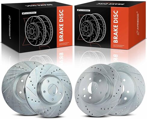 A-Premium Front and Rear Drilled and Slotted Disc Brake Rotors Compatible with Select Nissan Models - Maxima 2009-2014/2016-2017 V6 3.5L, 4-PC Set in Saudi Arabia