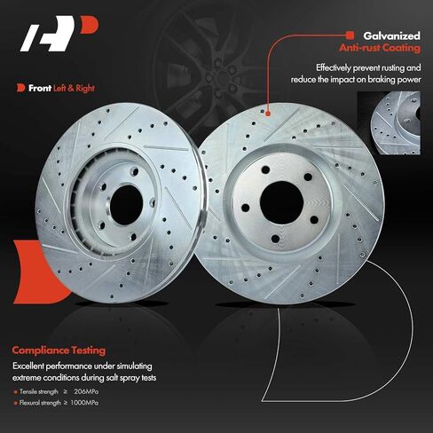 A-Premium Front and Rear Drilled and Slotted Disc Brake Rotors Compatible with Select Nissan Models - Maxima 2009-2014/2016-2017 V6 3.5L, 4-PC Set in Saudi Arabia