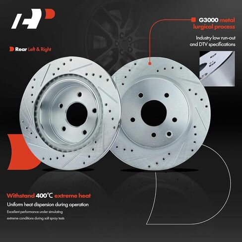 A-Premium Front and Rear Drilled and Slotted Disc Brake Rotors Compatible with Select Nissan Models - Maxima 2009-2014/2016-2017 V6 3.5L, 4-PC Set in Saudi Arabia