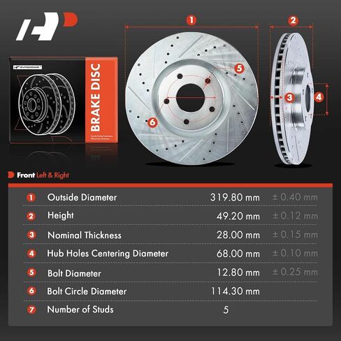 A-Premium Front and Rear Drilled and Slotted Disc Brake Rotors Compatible with Select Nissan Models - Maxima 2009-2014/2016-2017 V6 3.5L, 4-PC Set in Saudi Arabia