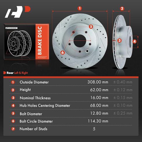 A-Premium Front and Rear Drilled and Slotted Disc Brake Rotors Compatible with Select Nissan Models - Maxima 2009-2014/2016-2017 V6 3.5L, 4-PC Set in Saudi Arabia