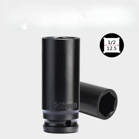 مقبس تأثير عميق 22 مم محرك 1/2 بوصة - فولاذ CR-MO معالج بالحرارة، 6 نقاط، متري - شديد التحمل لمجموعات مفاتيح الربط والمقابس in Kuwait