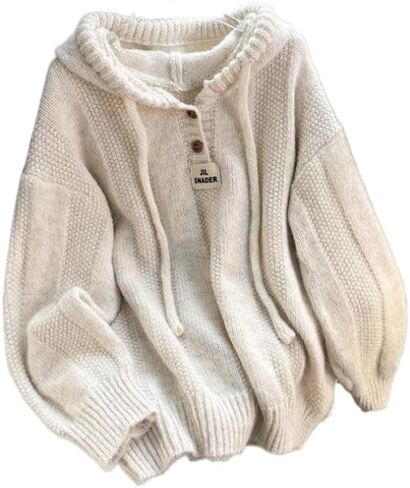 سترة بغطاء للرأس من Cottagecore للنساء، سترات Coquette الخريفية الناعمة الفضفاضة للجد، ملابس الشارع in Kuwait