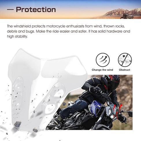 MT-07 2025 غطاء حماية الزجاج الأمامي منحرف الزجاج الأمامي يناسب MT07 MT 07 MT-07 2021 2022 2023 2024 2025-أسود in Kuwait