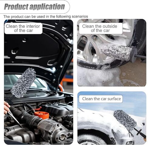 Car Wheel Cleaner Brush, Soft Microfiber Wheel Rim Cleaner, Non Scratch Car Detailing Brush, Highly Water Absorption & Removable Tire Brush, Vehicle Rim Wash Tool (Blue) in Saudi Arabia