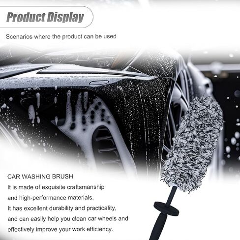 Car Wheel Cleaner Brush, Soft Microfiber Wheel Rim Cleaner, Non Scratch Car Detailing Brush, Highly Water Absorption & Removable Tire Brush, Vehicle Rim Wash Tool (Blue) in Saudi Arabia
