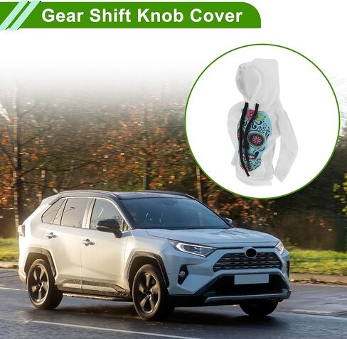 Universal 11x15.5cm/4.33"x6.1" Gear Shift Knob Cover Decoration Stick Shifting Handle Protector Polyester 1 Pc Skeleton Hoodie Style Blue White in Saudi Arabia