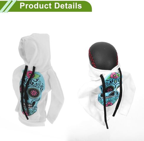 Universal 11x15.5cm/4.33"x6.1" Gear Shift Knob Cover Decoration Stick Shifting Handle Protector Polyester 1 Pc Skeleton Hoodie Style Blue White in Saudi Arabia