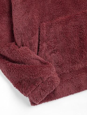 ZAFUL Women's Fuzzy Fleece Pajamas Lounge Sets 2 Piece Pocket Hoodies and Wide Leg Pants Sleepwear Outfits in Saudi Arabia