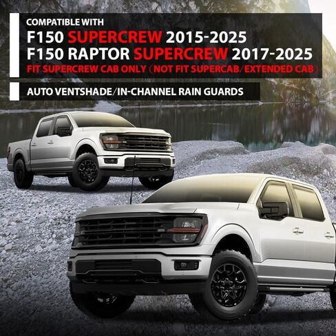G-PLUS Window Visors Sun Rain Guards Side Wind Deflector Compatible with Ford F150 Supercrew 2015-2025,Fit Ford F150 Raptor SuperCrew 2017-2025 4PCS Glossy Black in-Channel in Saudi Arabia