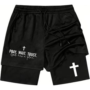 Mens Graphic Shorts I Can Do All Things Through Christ Stand for The Flag Kneel for The Cross 2 in 1 Christian Shorts in Kuwait
