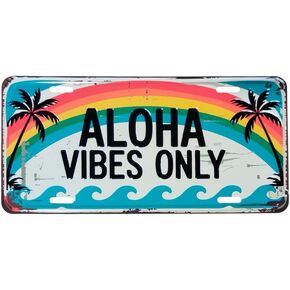 Aloha Vibes Sign Wall Decor – Surfboard Art for Home, Office, House | Perfect Beach Wall Art and Surf Decor for Wall (12"x6" / 30x15 cm) in Kuwait