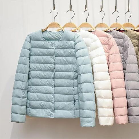 Women Liner Duck Down Jacket O-Neck Variable V-Neck Winter Keep Warm Ultralight Quilted Puffer Coat in Saudi Arabia