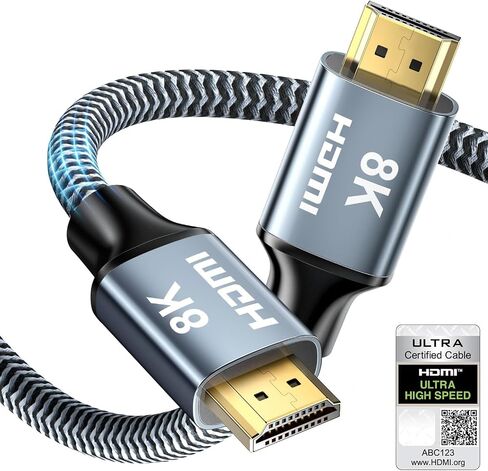 كابل HDMI 8K بطول 10 أقدام 2 حزمة، كابل HDMI 2.1 عالي السرعة 48 جيجابت في الثانية، كابل HDMI مجدول 2.1 8K 60 هرتز 4K 120 هرتز يدعم HDR eARC HDCP 2.2/2.3، سلك HDMI متوافق مع HDTV والكمبيوتر المحمول والشاشة والكمبيوتر الشخصي in Saudi Arabia