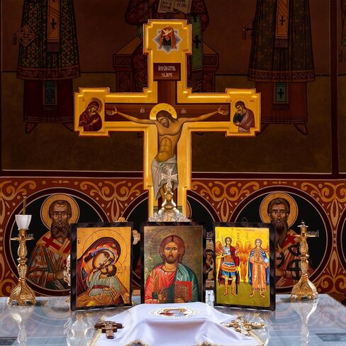 Greek Christian Orthodox Icon Jesus Christ Image Hanging Painting 6.3 x 4.7 in Handmade Solid Wood Decorative Painting for Home and Church Decoration in Saudi Arabia