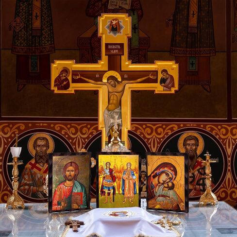 Greek Christian Orthodox Icon Jesus Christ Image Hanging Painting 6.3 x 4.7 in Handmade Solid Wood Decorative Painting for Home and Church Decoration in Saudi Arabia