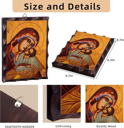 Greek Christian Orthodox Icon Jesus Christ Image Hanging Painting 6.3 x 4.7 in Handmade Solid Wood Decorative Painting for Home and Church Decoration in Saudi Arabia