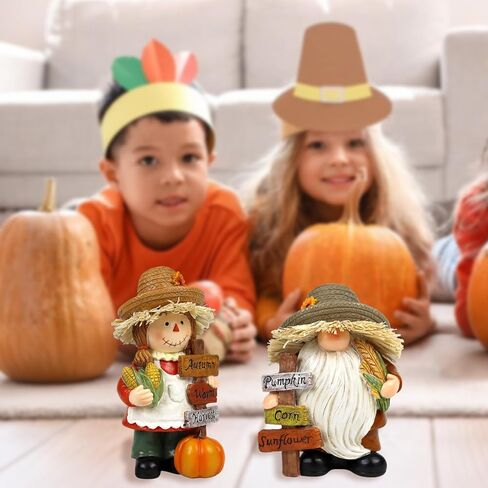 خريف الشكر فزاعة الزينة داخلي الحصاد جنوم التماثيل 2 جهاز كمبيوتر شخصى الخريف ديكور الطاولة مع لوحات ملهمة عطلة داخلية تمثال تحصيل للنساء الرجال الأطفال in Kuwait